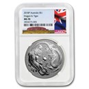 2018 Australia 1 oz Silver Dragon & Tiger MS-70 NGC 2018 Australia 1 oz Silver Dragon & Tiger MS-70 NGC